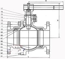 浮动球阀结构图 浮动球阀结构图